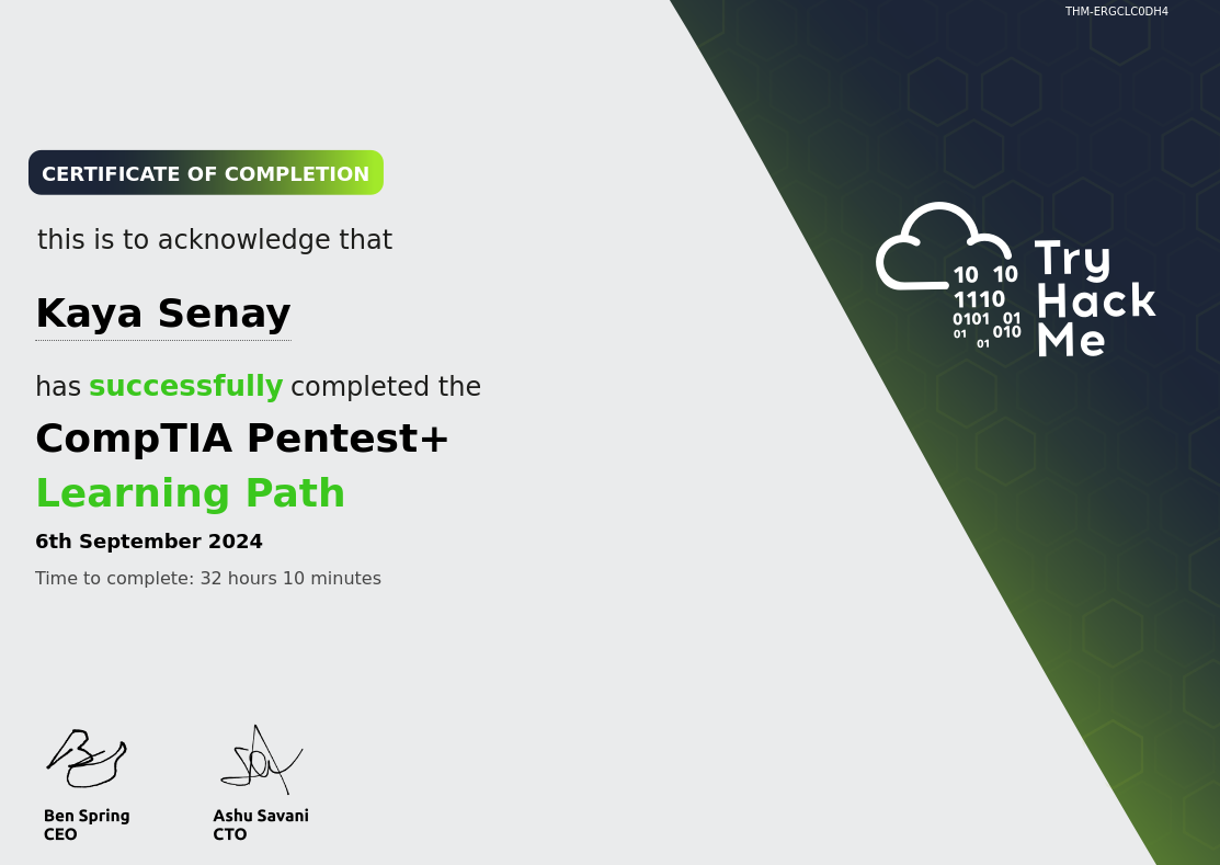 CompTIA Pentest+ Zertifizierung – Kaya Senay’s Cybersecurity Excellence